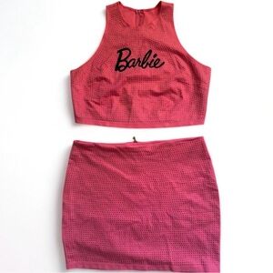 Barbie limited edition 2 piece set XXL stretch rhinestone with Barbie zipper